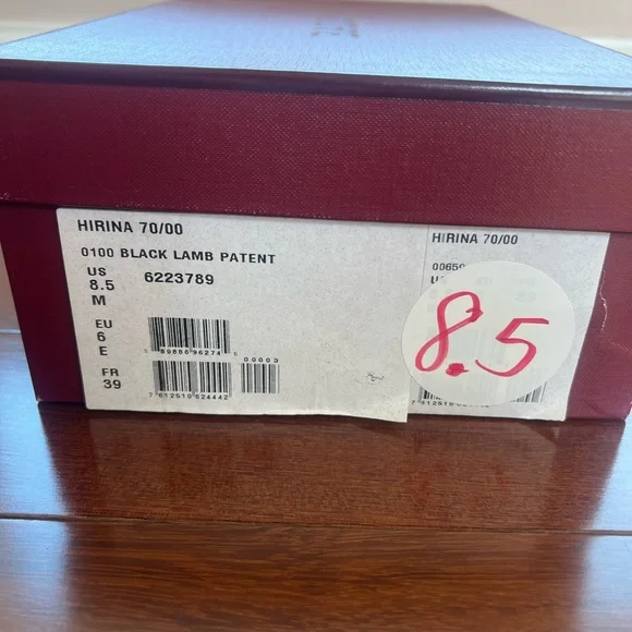 Bally Black Patent Pointed Toe Heels with Gold Trim & Pearl Accent - Picture 7 of 7